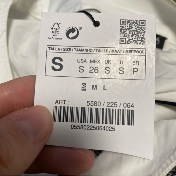 Zara Contrast Fabric Lace Polka Dot Mini Shift Dress NWT Size Small - Picture 7 of 7